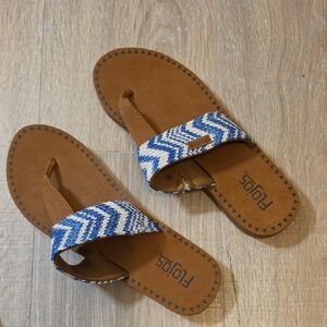 Flojos Chevron Strap Tan Footbed Sandals